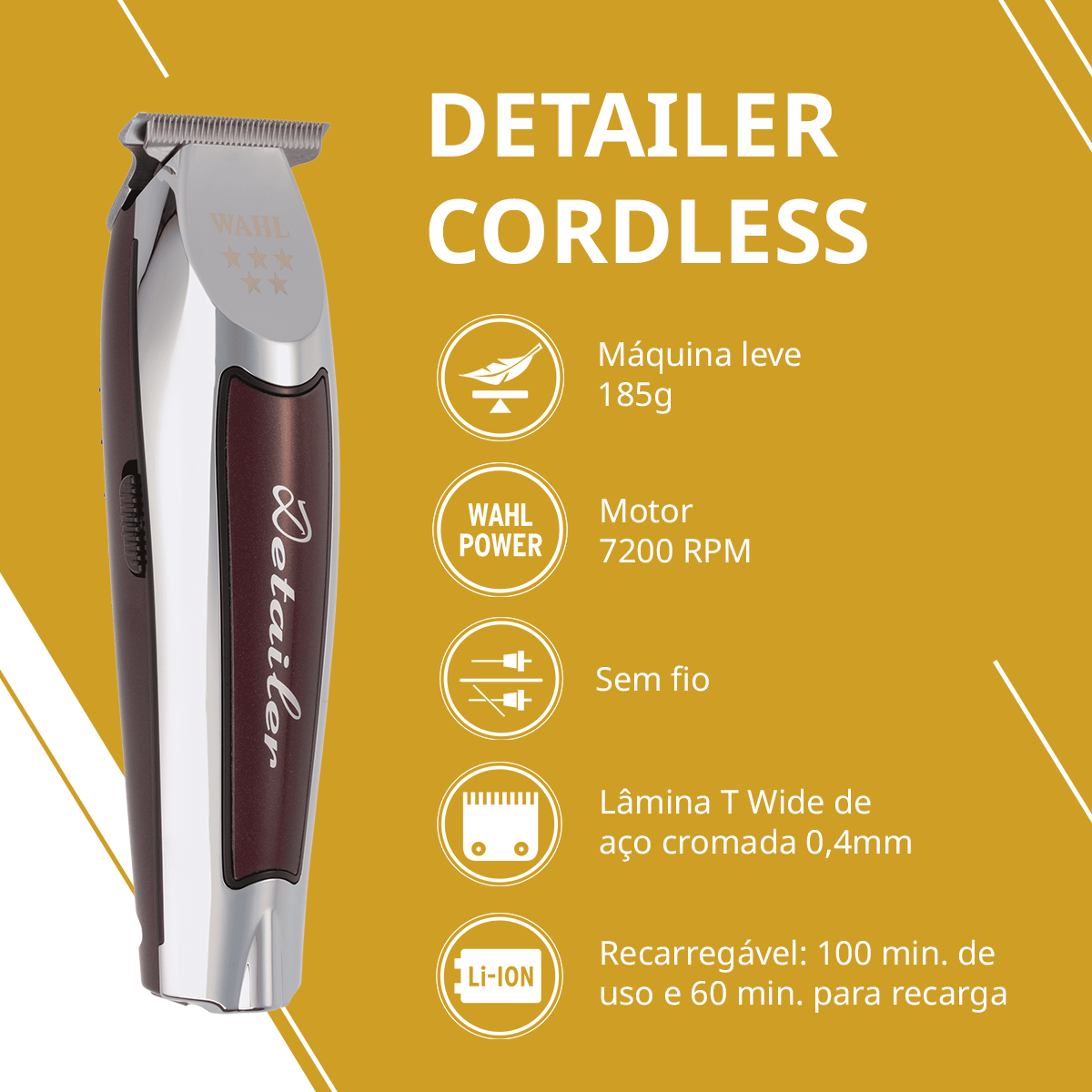 Máquina de Acabamento Wahl Detailer Cordless Li Bivolt | Loja Wahl
